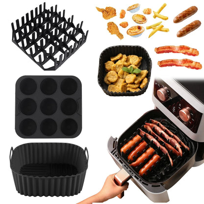 Silicone Air Fryer Tray - Non-Stick Baking Molds & Grill Rack for COSORI 5.5L, 6L - ZOOMNSTORE
