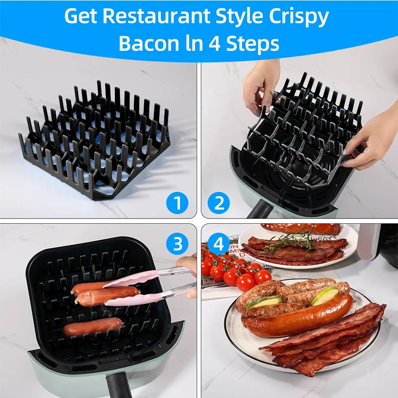 Silicone Air Fryer Tray - Non-Stick Baking Molds & Grill Rack for COSORI 5.5L, 6L - ZOOMNSTORE