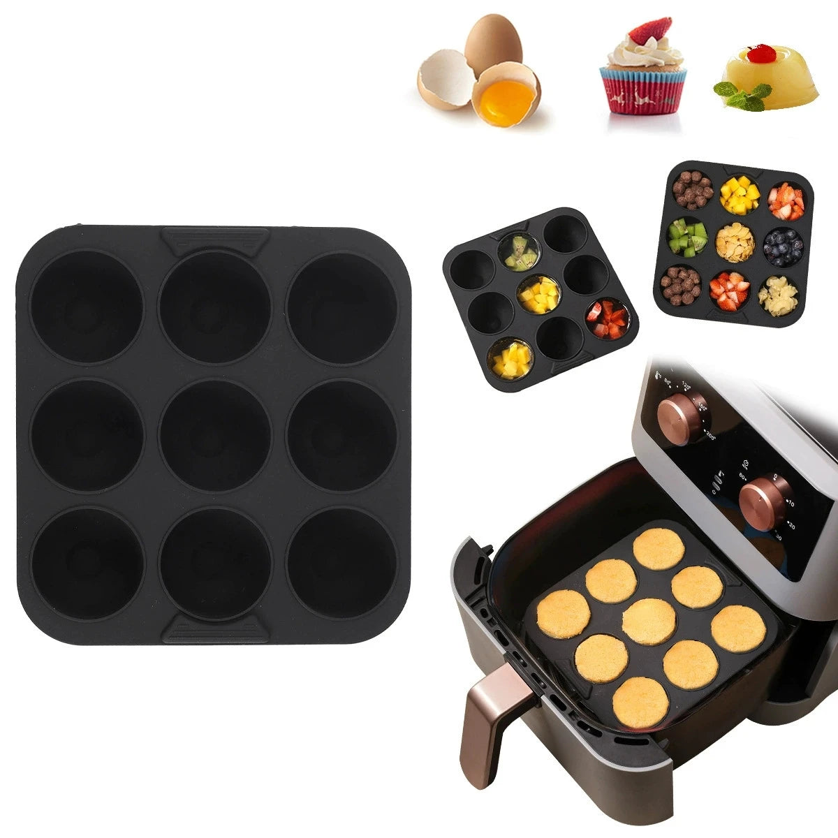 Silicone Air Fryer Tray - Non-Stick Baking Molds & Grill Rack for COSORI 5.5L, 6L - ZOOMNSTORE