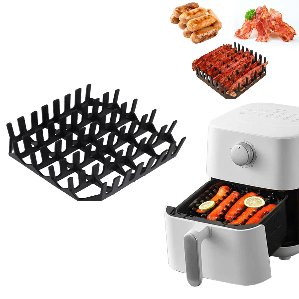 Silicone Air Fryer Tray - Non-Stick Baking Molds & Grill Rack for COSORI 5.5L, 6L - ZOOMNSTORE