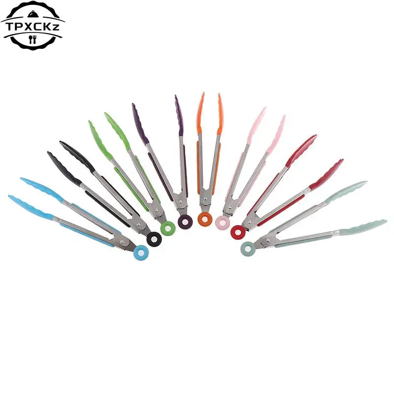 Silicone BBQ Grilling Tongs - Non-Stick Stainless Steel Kitchen Tools - ZOOMNSTORE