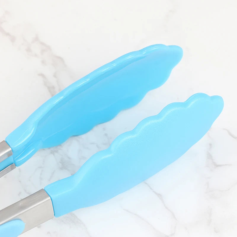 Silicone BBQ Grilling Tongs - Non-Stick Stainless Steel Kitchen Tools - ZOOMNSTORE