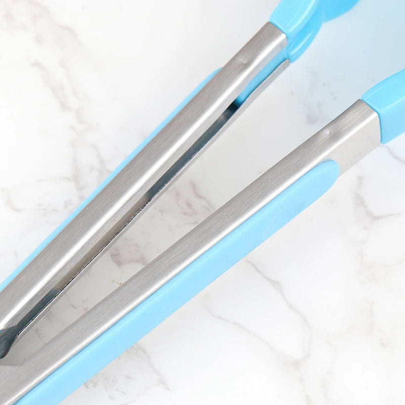 Silicone BBQ Grilling Tongs - Non-Stick Stainless Steel Kitchen Tools - ZOOMNSTORE