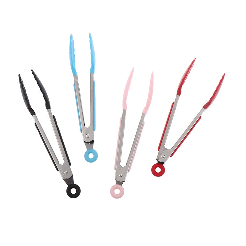Silicone BBQ Grilling Tongs - Non-Stick Stainless Steel Kitchen Tools - ZOOMNSTORE