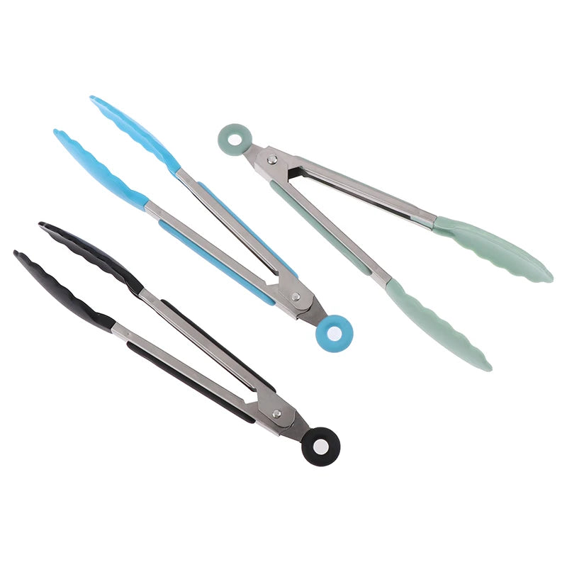 Silicone BBQ Grilling Tongs - Non-Stick Stainless Steel Kitchen Tools - ZOOMNSTORE