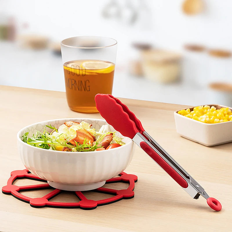 Silicone BBQ Grilling Tongs - Non-Stick Stainless Steel Kitchen Tools - ZOOMNSTORE