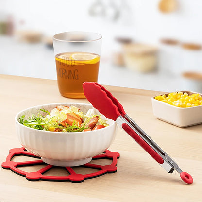 Silicone BBQ Grilling Tongs - Non-Stick Stainless Steel Kitchen Tools - ZOOMNSTORE