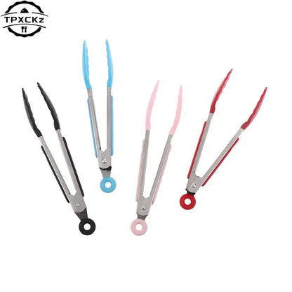 Silicone BBQ Grilling Tongs - Non-Stick Stainless Steel Kitchen Tools - ZOOMNSTORE