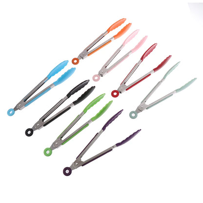Silicone BBQ Grilling Tongs - Non-Stick Stainless Steel Kitchen Tools - ZOOMNSTORE