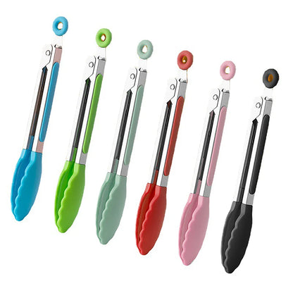 Silicone BBQ Grilling Tongs - Non-Stick Stainless Steel Kitchen Tools - ZOOMNSTORE