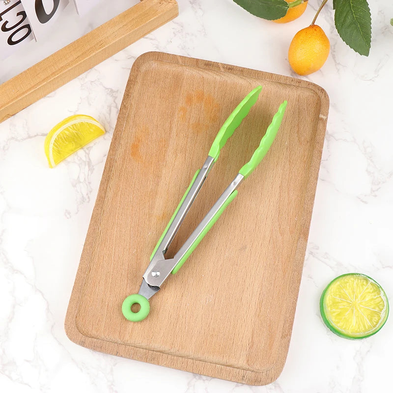 Silicone BBQ Grilling Tongs - Non-Stick Stainless Steel Kitchen Tools - ZOOMNSTORE