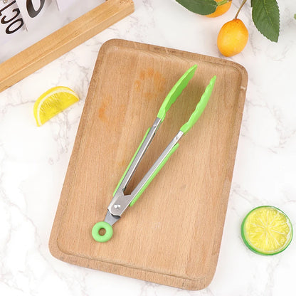 Silicone BBQ Grilling Tongs - Non-Stick Stainless Steel Kitchen Tools - ZOOMNSTORE