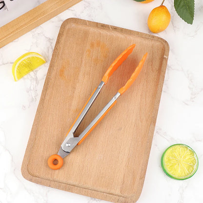 Silicone BBQ Grilling Tongs - Non-Stick Stainless Steel Kitchen Tools - ZOOMNSTORE