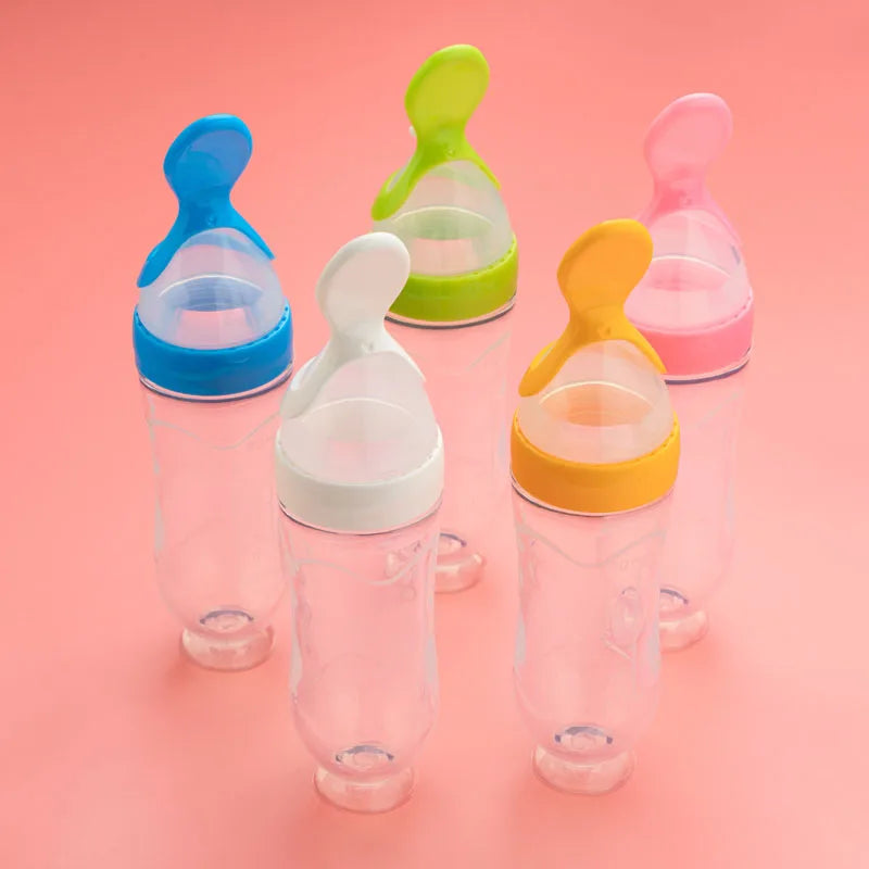 5pcs Silicone Squeezing Feeding Bottle Spoon Bottle Feeder Newborn Baby Training Drink Spoon Safe Tableware Training Feeder - ZOOMNSTORE
