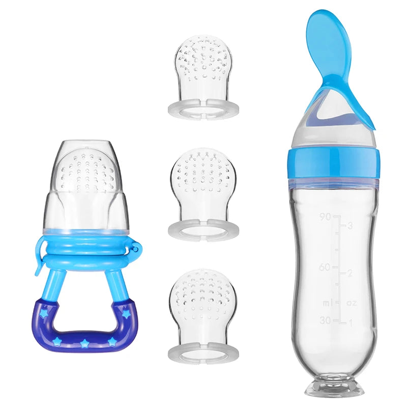 5pcs Silicone Squeezing Feeding Bottle Spoon Bottle Feeder Newborn Baby Training Drink Spoon Safe Tableware Training Feeder - ZOOMNSTORE