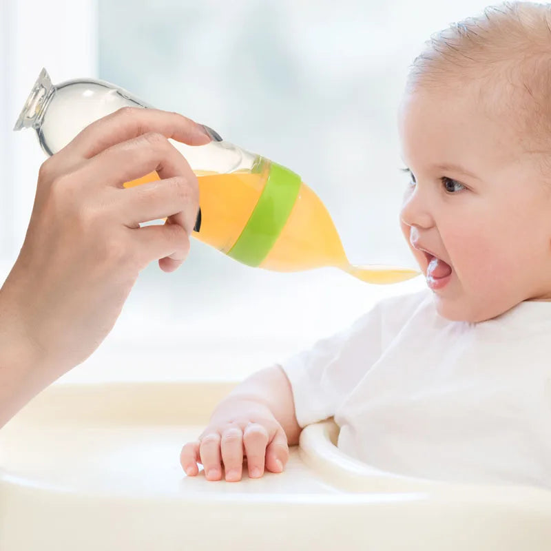 5pcs Silicone Squeezing Feeding Bottle Spoon Bottle Feeder Newborn Baby Training Drink Spoon Safe Tableware Training Feeder - ZOOMNSTORE
