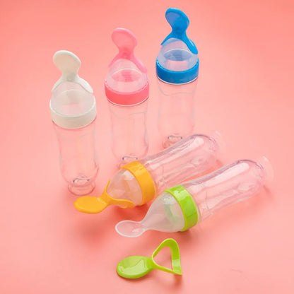 5pcs Silicone Squeezing Feeding Bottle Spoon Bottle Feeder Newborn Baby Training Drink Spoon Safe Tableware Training Feeder - ZOOMNSTORE