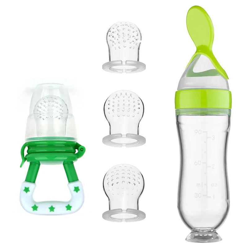 5pcs Silicone Squeezing Feeding Bottle Spoon Bottle Feeder Newborn Baby Training Drink Spoon Safe Tableware Training Feeder - ZOOMNSTORE