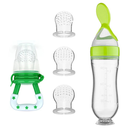 5pcs Silicone Squeezing Feeding Bottle Spoon Bottle Feeder Newborn Baby Training Drink Spoon Safe Tableware Training Feeder - ZOOMNSTORE