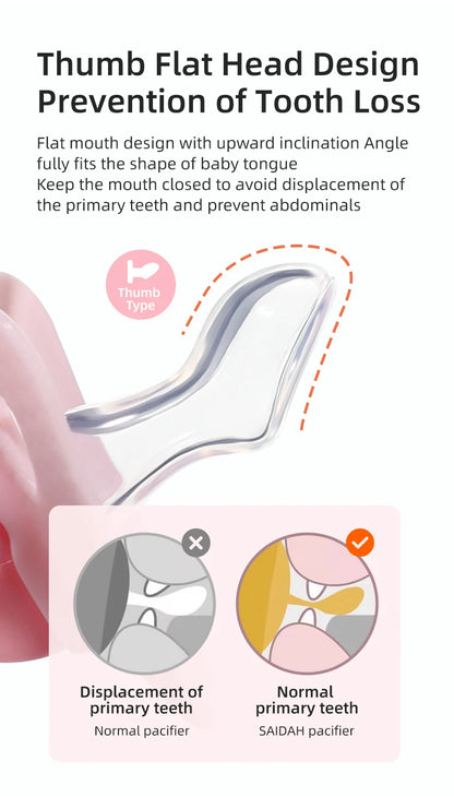 Silicone Baby Pacifier - Cartoon Pattern Thumb Shape Toddler Teething Soother - ZOOMNSTORE