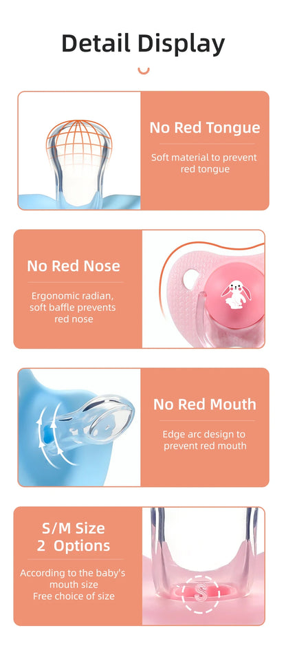 Silicone Baby Pacifier - Cartoon Pattern Thumb Shape Toddler Teething Soother - ZOOMNSTORE