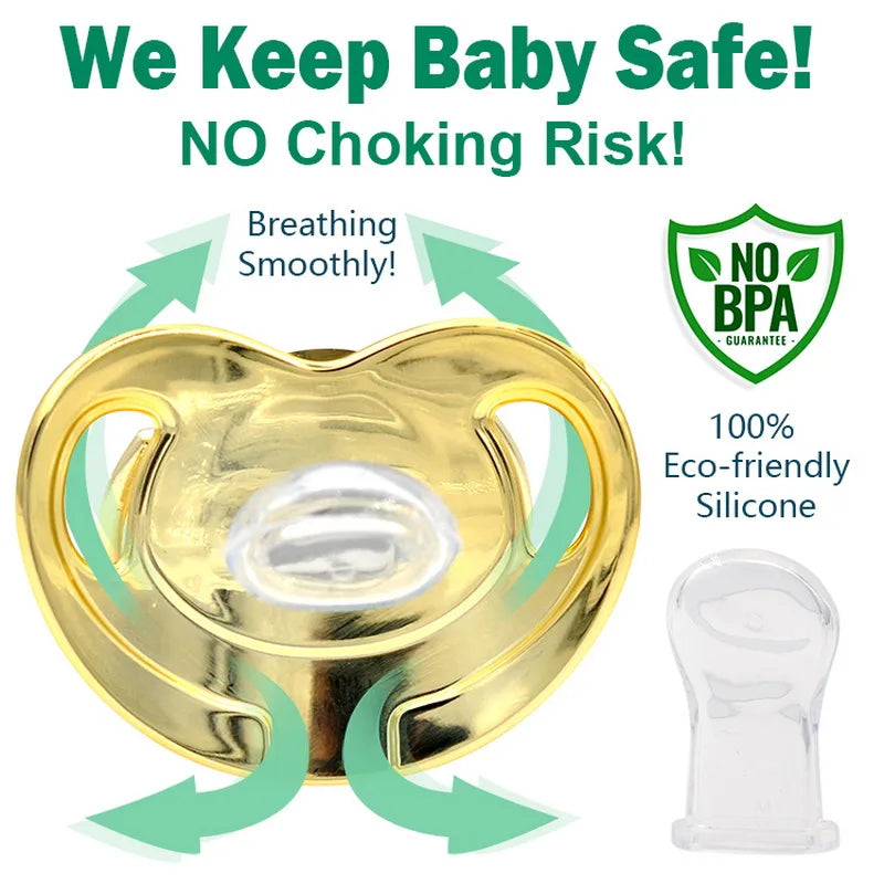 Silicone Baby Pacifier - Newborn Pacifier With Gold Bling Chain Clip | BPA Free Infant Nipple - ZOOMNSTORE