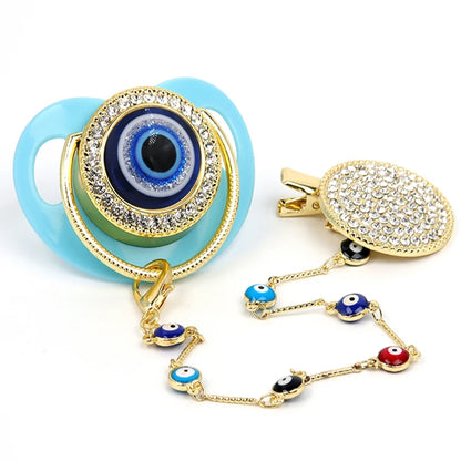 Silicone Baby Pacifier - Newborn Pacifier With Gold Bling Chain Clip | BPA Free Infant Nipple - ZOOMNSTORE