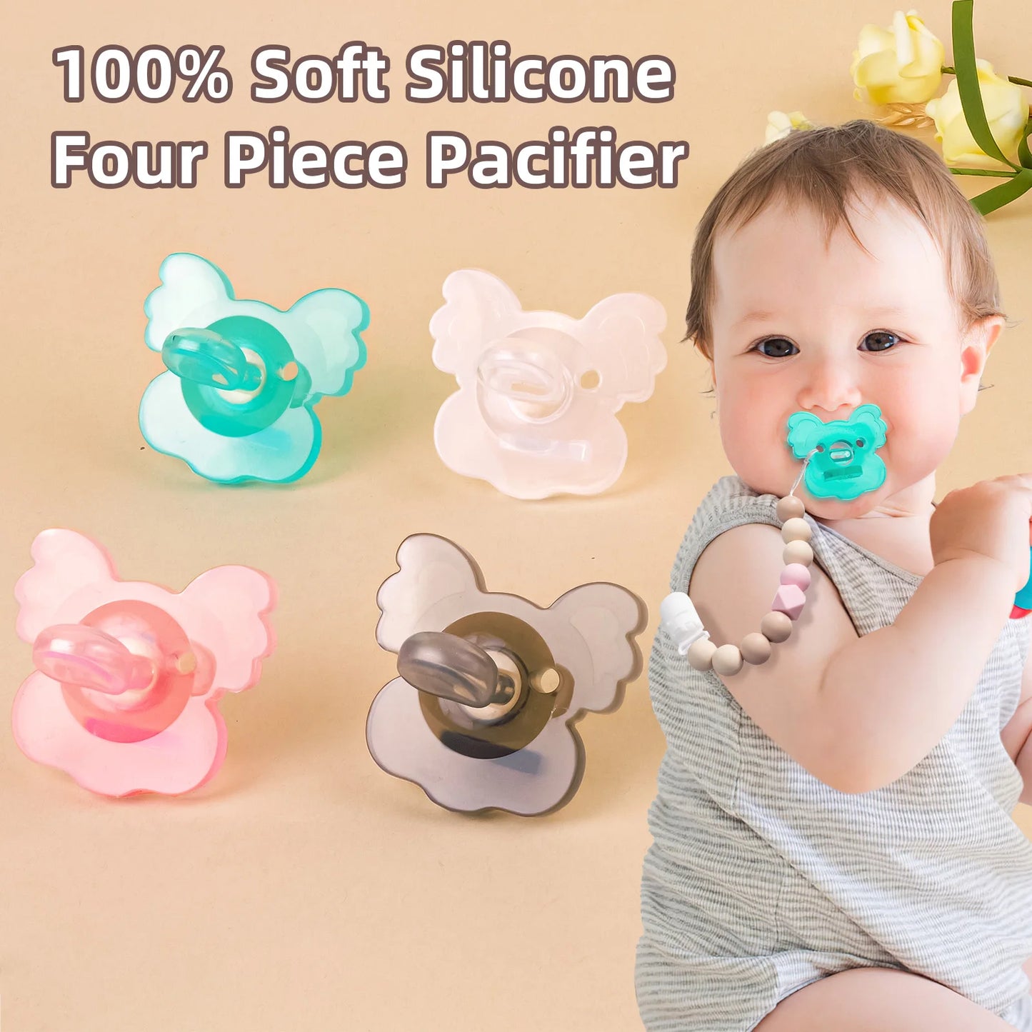 Silicone Baby Pacifier - TYRY.HU Koala Soother, BPA Free Food Grade Silicone Nipple - ZOOMNSTORE