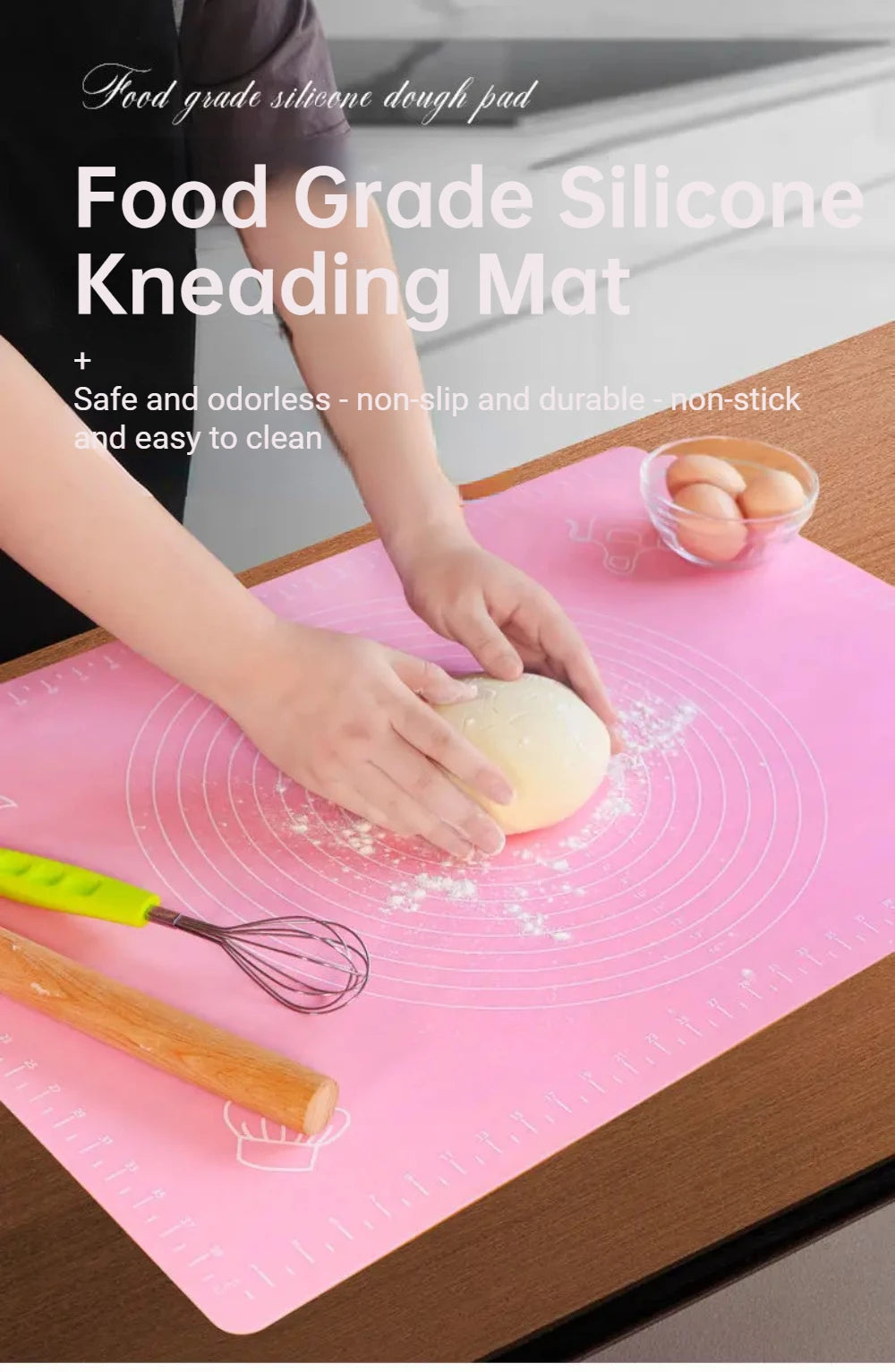 Silicone Baking Mat - Non Stick Dough Rolling Mat With Scale, Eco Friendly Kitchen Tools - ZOOMNSTORE