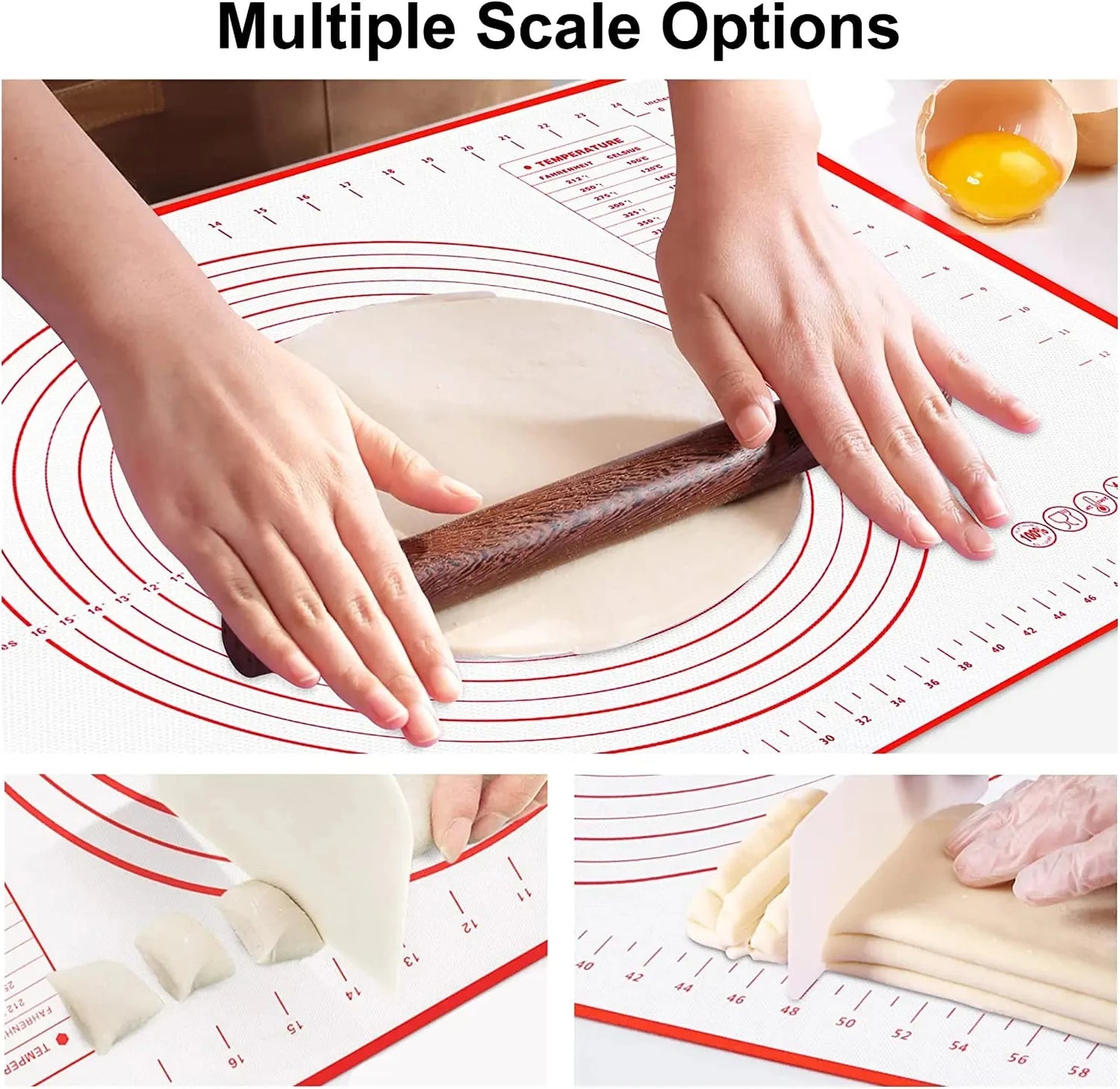 Silicone Baking Mat - Oversize Non Stick Pastry Rolling Mat For Pizza Dough - ZOOMNSTORE