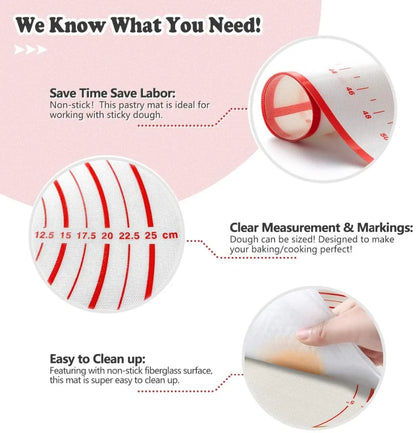 Silicone Baking Mat - Oversize Non Stick Pastry Rolling Mat For Pizza Dough - ZOOMNSTORE