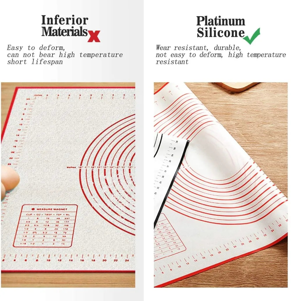 Silicone Baking Mat - Oversize Non Stick Pastry Rolling Mat For Pizza Dough - ZOOMNSTORE