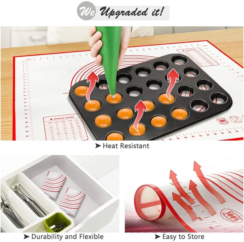 Silicone Baking Mat - Oversize Non Stick Pastry Rolling Mat For Pizza Dough - ZOOMNSTORE