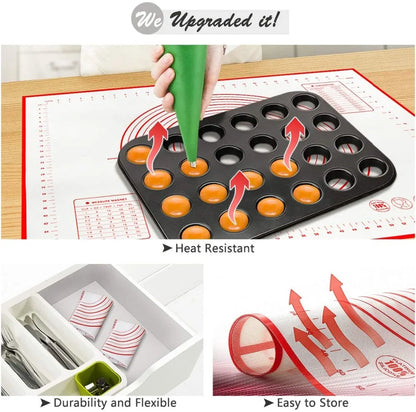 Silicone Baking Mat - Oversize Non Stick Pastry Rolling Mat For Pizza Dough - ZOOMNSTORE