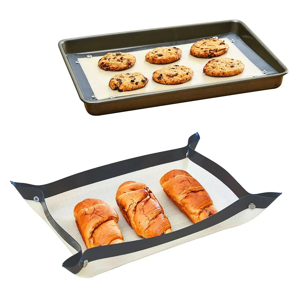 Silicone Baking Mats - Leak-Proof Heat Resistant Mats With Corner Snap Buttons - ZOOMNSTORE