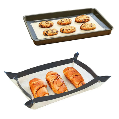 Silicone Baking Mats - Leak-Proof Heat Resistant Mats With Corner Snap Buttons - ZOOMNSTORE