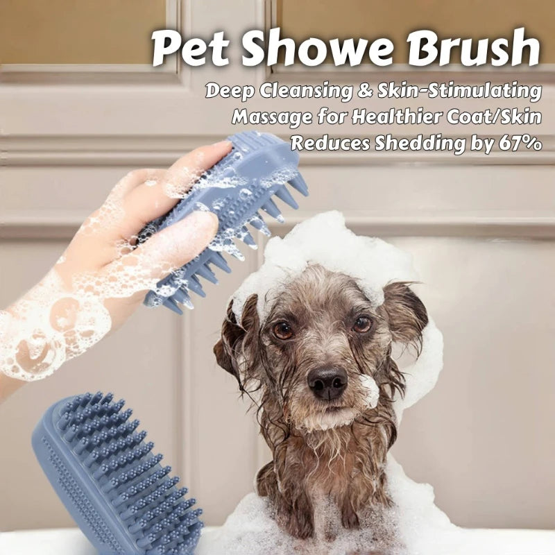 Silicone Bath Brush – 3-Head Pet Grooming Tool for Fur Removal & Wet Hair Collection - ZOOMNSTORE