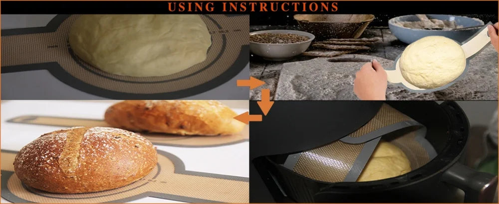 Silicone Bread Sling – Reusable Non-Stick Baking Mat with Long Handles for Dough Transfer - ZOOMNSTORE