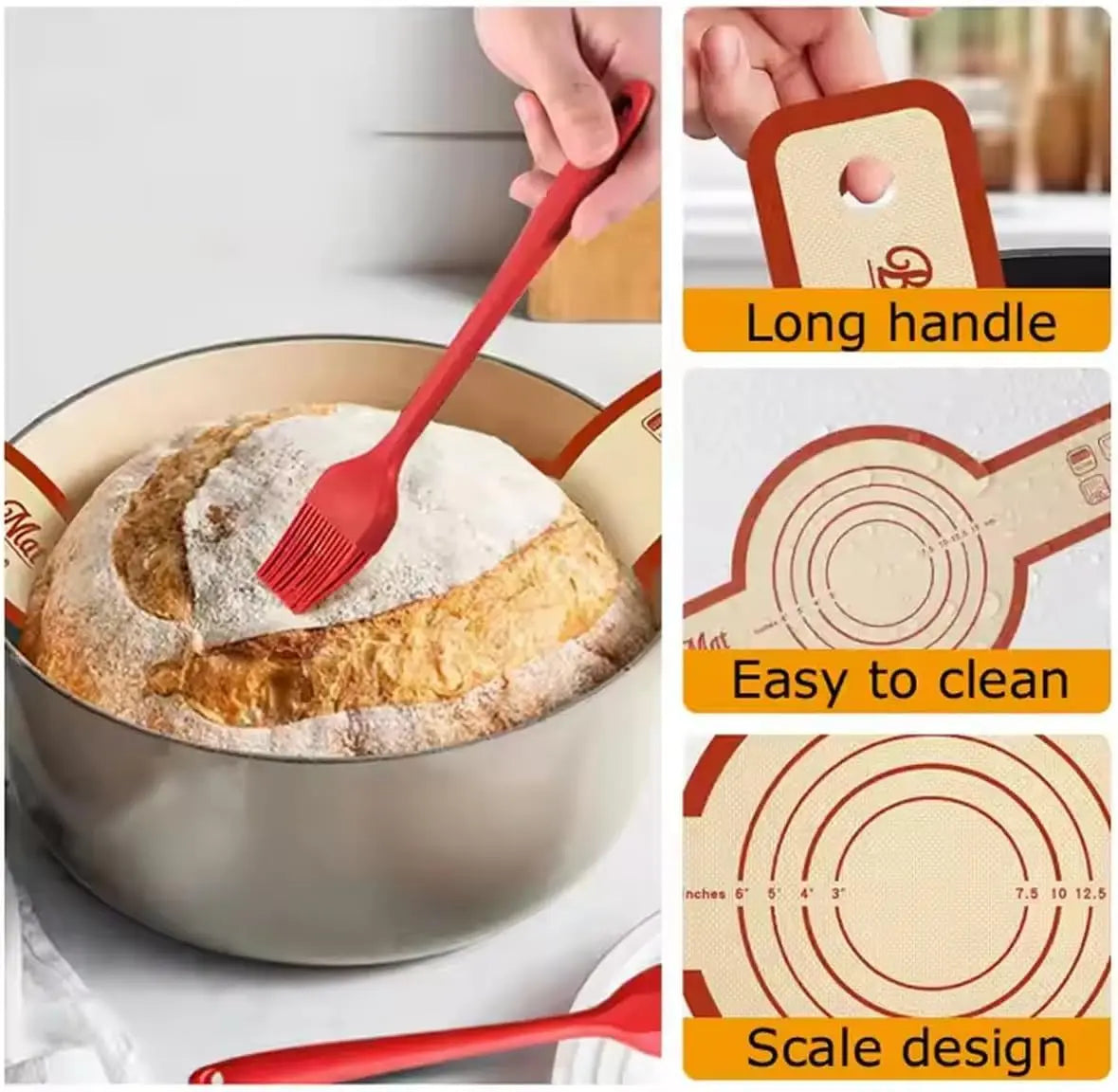 Silicone Bread Sling – Reusable Non-Stick Baking Mat with Long Handles for Dough Transfer - ZOOMNSTORE