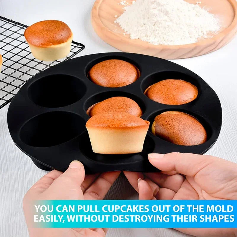 Silicone Cake Cups - 7 Cup Silicone Tray | Air Fryer Accessories & Oven Safe Bakeware - ZOOMNSTORE