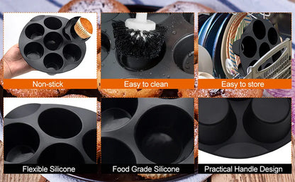 Silicone Cake Cups - 7 Cup Silicone Tray | Air Fryer Accessories & Oven Safe Bakeware - ZOOMNSTORE