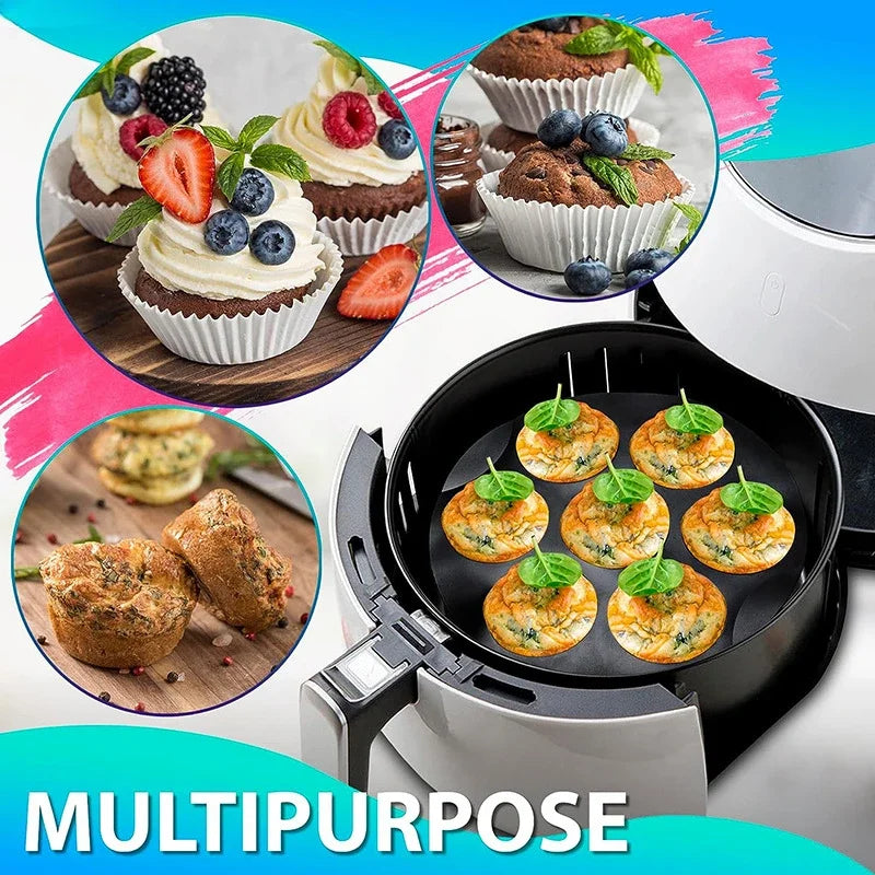 Silicone Cake Cups - 7 Cup Silicone Tray | Air Fryer Accessories & Oven Safe Bakeware - ZOOMNSTORE