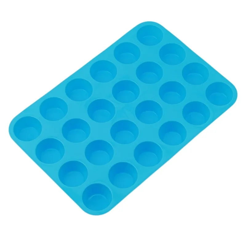 Silicone Cake Mold - 24 Hole Non-Stick Cupcake Baking Tray for Mini Muffin Pan - ZOOMNSTORE