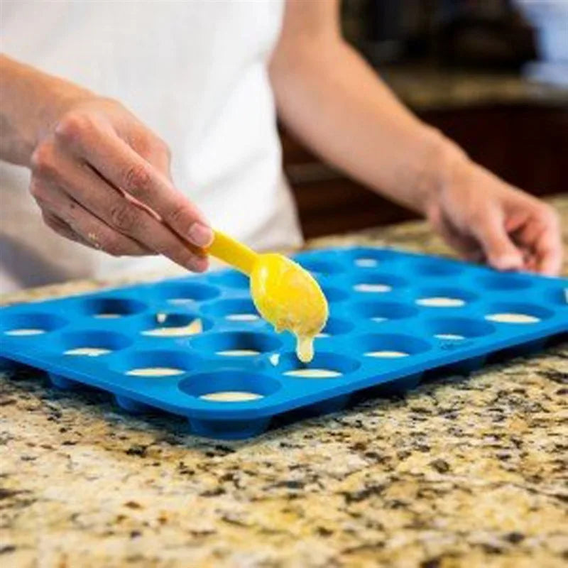 Silicone Cake Mold - 24 Hole Non-Stick Cupcake Baking Tray for Mini Muffin Pan - ZOOMNSTORE