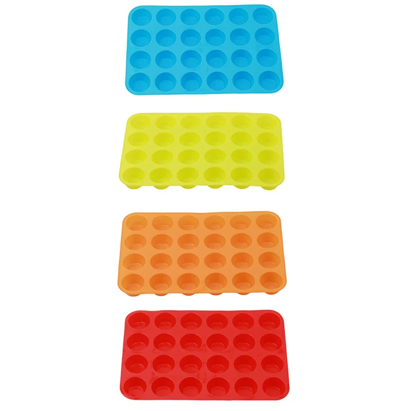 Silicone Cake Mold - 24 Hole Non-Stick Cupcake Baking Tray for Mini Muffin Pan - ZOOMNSTORE