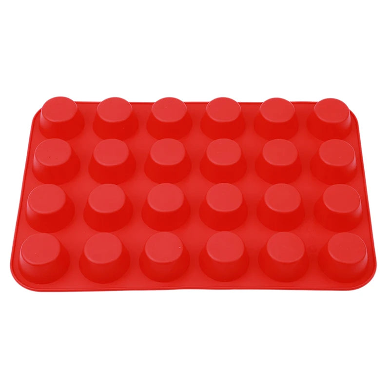 Silicone Cake Mold - 24 Hole Non-Stick Cupcake Baking Tray for Mini Muffin Pan - ZOOMNSTORE