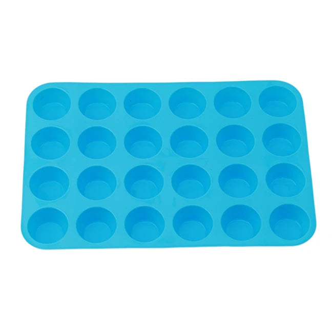 Silicone Cake Mold - 24 Hole Non-Stick Cupcake Baking Tray for Mini Muffin Pan - ZOOMNSTORE