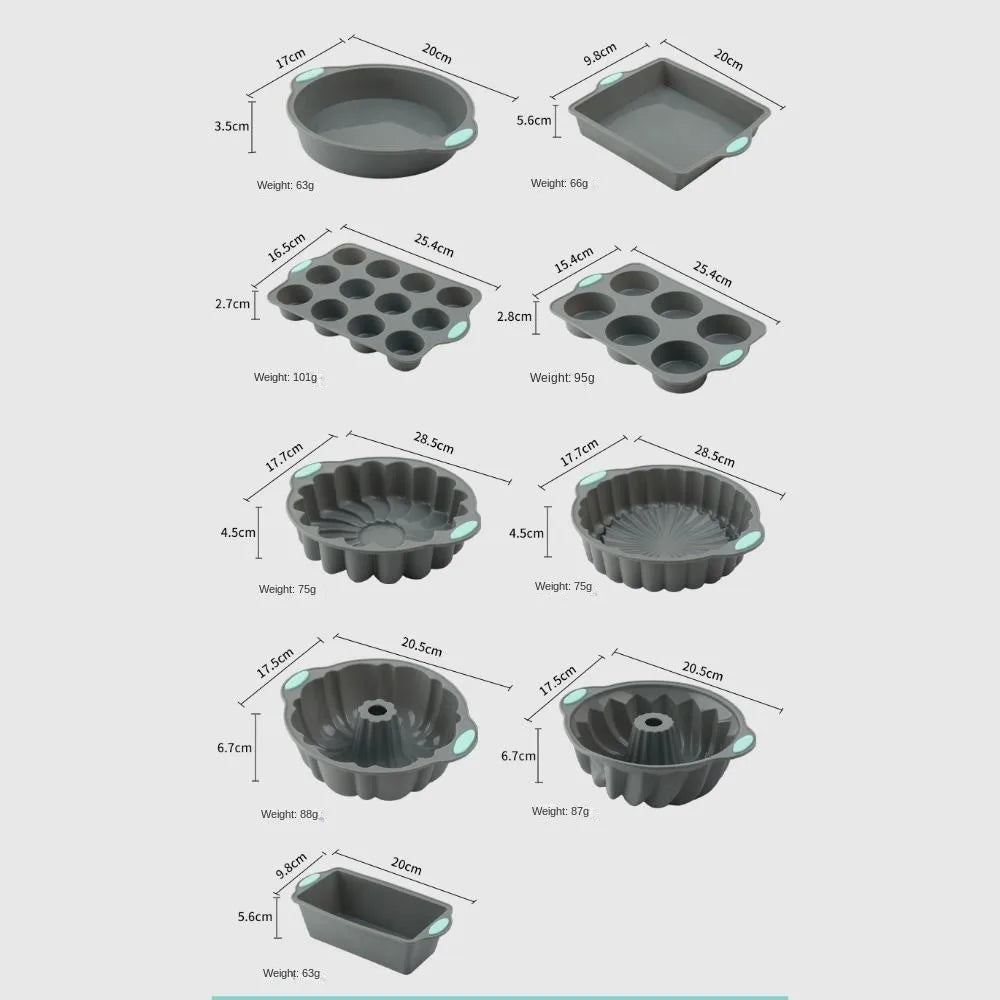 Silicone Cake Mold with Heat Resistant Non-Stick Baking Pan Set, 3D Bread Loaf & Muffin Tray - ZOOMNSTORE