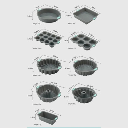 Silicone Cake Mold with Heat Resistant Non-Stick Baking Pan Set, 3D Bread Loaf & Muffin Tray - ZOOMNSTORE