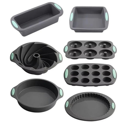 Silicone Cake Mold with Heat Resistant Non-Stick Baking Pan Set, 3D Bread Loaf & Muffin Tray - ZOOMNSTORE